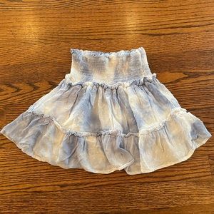 Ocean Drive micro polka dot tie dye tiered ruffle mini skirt size small